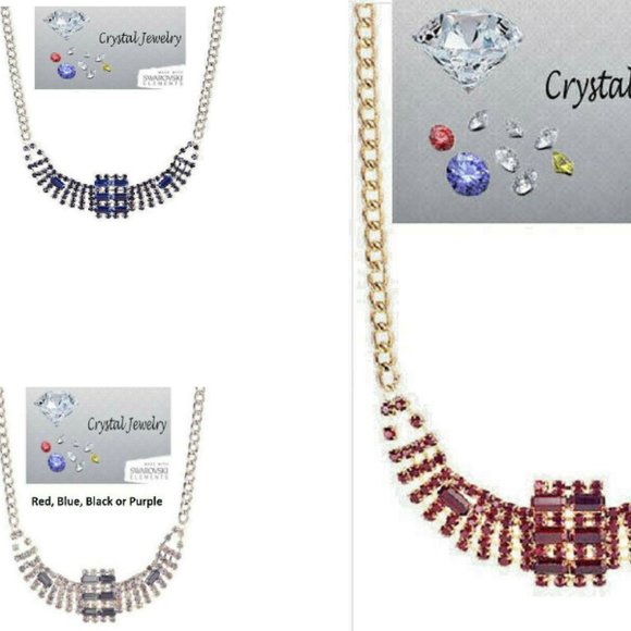 Crystal Necklace Blue or Red NWT - Picture 1 of 4